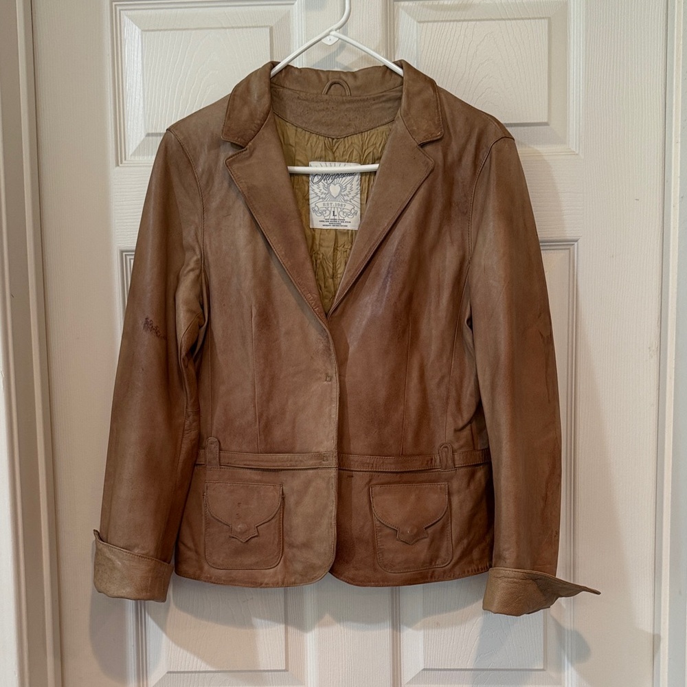 Aeropostale Tan Soft Leather Women's Jacket size medium